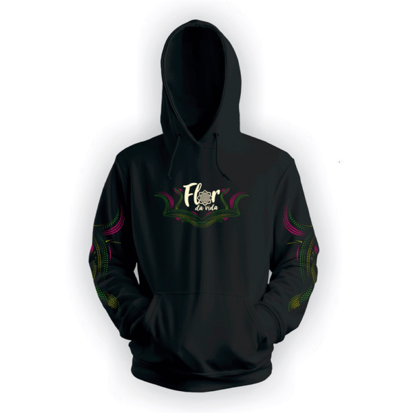 Moletom Preto com Logo Frontal Creme - Flor da vida 2023