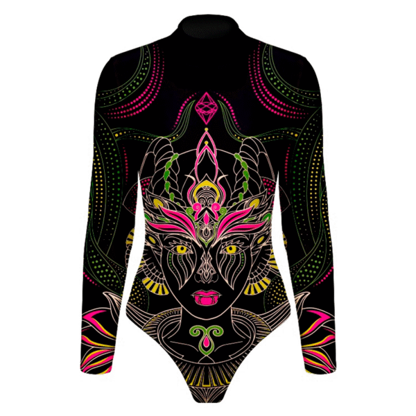 Body Preto Manga longa Desenhado - Flor da vida 2023