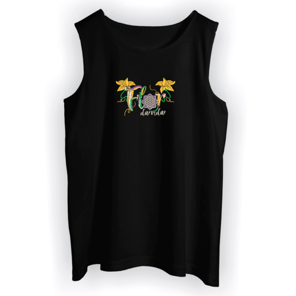 Regata Preta com Logo em Amarelo - Flor da vida 2025