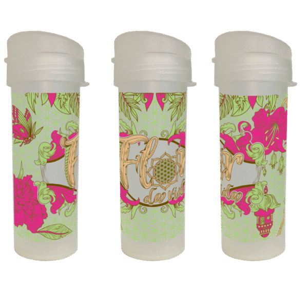 Garrafinha Transparente Verde com Rosa - Flor da Vida 2024